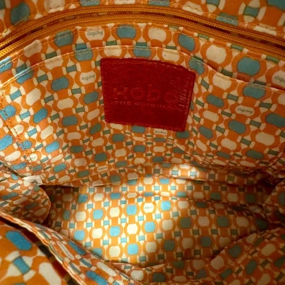 HOBO Gray with interior Geometric Orange and Blue Bag - Picture 3 of 4